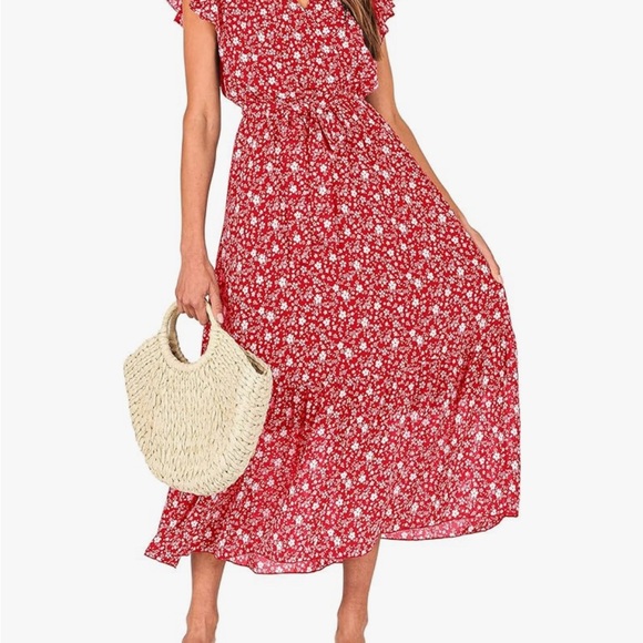 Floral Red Maxi Dress - Picture 10 of 12